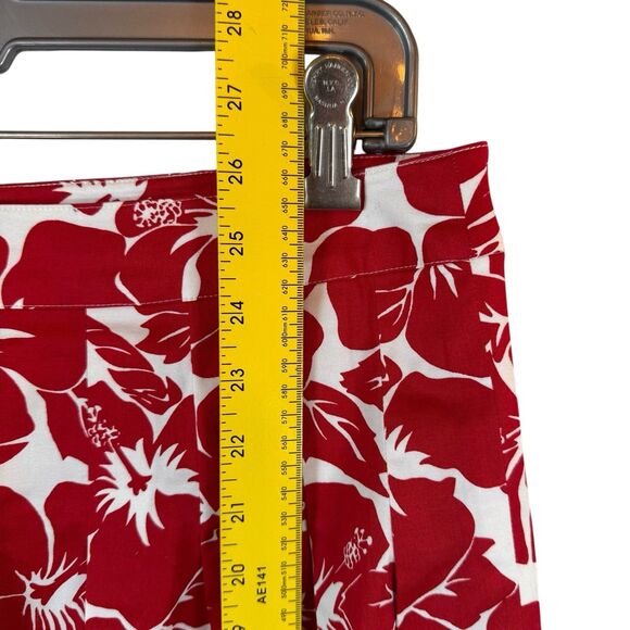 Talbots Skirt Womens 8 Red Floral Pleated A Line Flare Beach Coastal Hawaiian - Picture 7 of 9